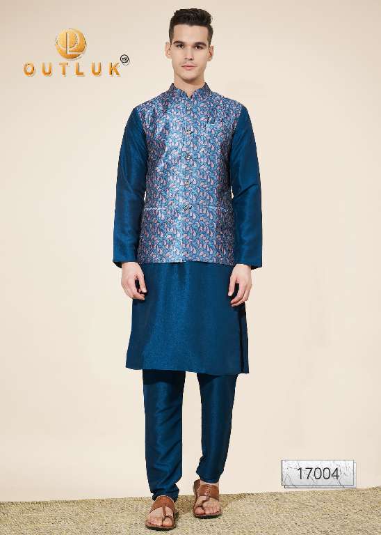 Outluk Wedding Collection Vol-17 Wholesale Kurta Pajama With Koti Collection Series Embroidery Kurta with Pant
