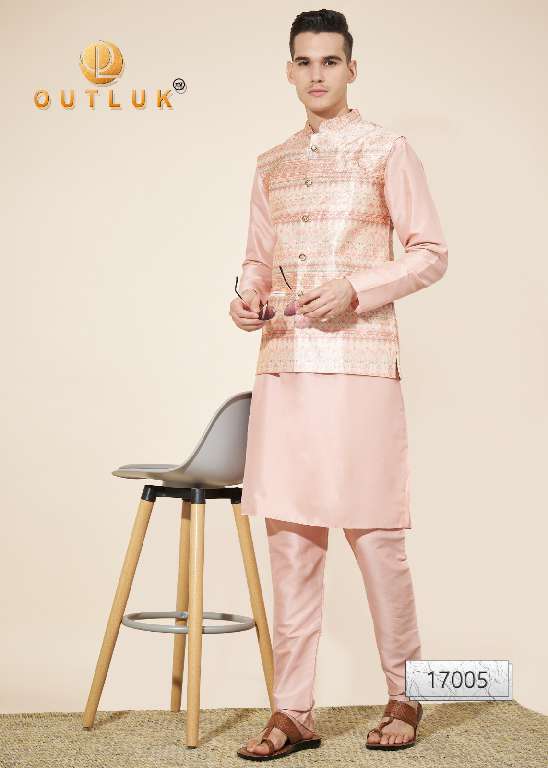 Outluk Wedding Collection Vol-17 Wholesale Kurta Pajama With Koti Collection Series Embroidery Kurta with Pant
