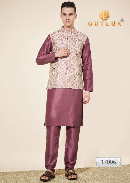 Outluk Wedding Collection Vol-17 Wholesale Kurta Pajama With Koti Collection Series Embroidery Kurta with Pant