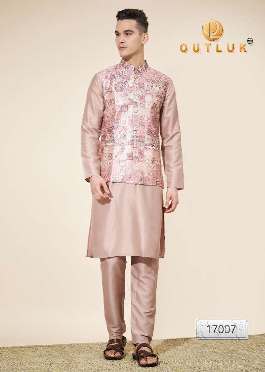Outluk Wedding Collection Vol-17 Wholesale Kurta Pajama With Koti Collection Series Embroidery Kurta with Pant