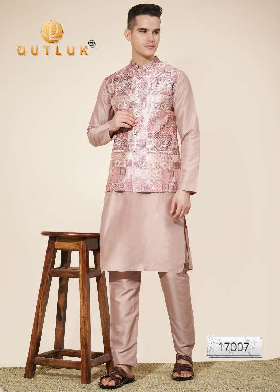 Outluk Wedding Collection Vol-17 Wholesale Kurta Pajama With Koti Collection Series Embroidery Kurta with Pant