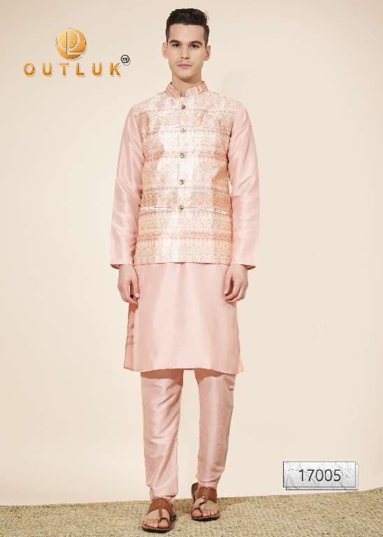 Outluk Wedding Collection Vol-17 Wholesale Kurta Pajama With Koti Collection Series Embroidery Kurta with Pant