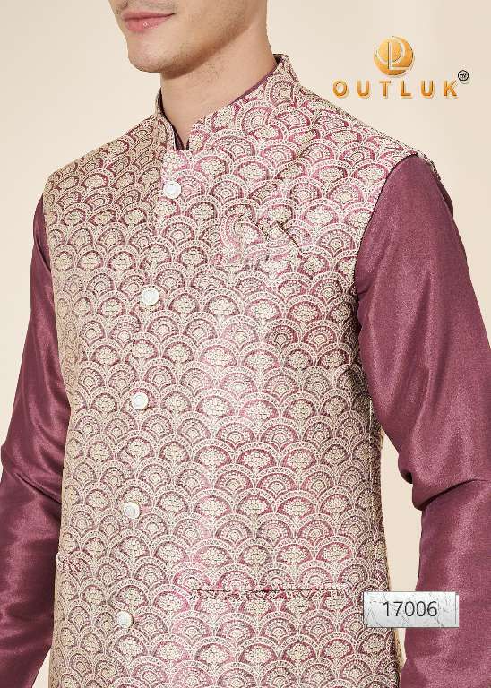 Outluk Wedding Collection Vol-17 Wholesale Kurta Pajama With Koti Collection Series Embroidery Kurta with Pant