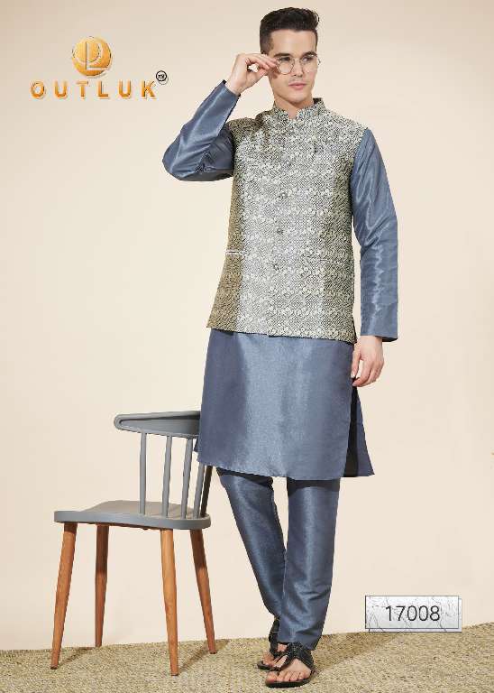 Outluk Wedding Collection Vol-17 Wholesale Kurta Pajama With Koti Collection Series Embroidery Kurta with Pant
