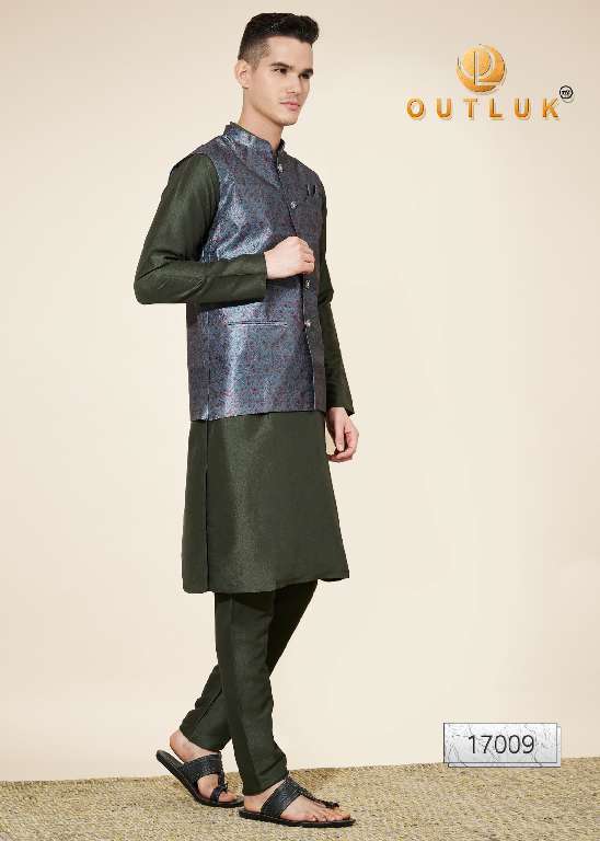 Outluk Wedding Collection Vol-17 Wholesale Kurta Pajama With Koti Collection Series Embroidery Kurta with Pant