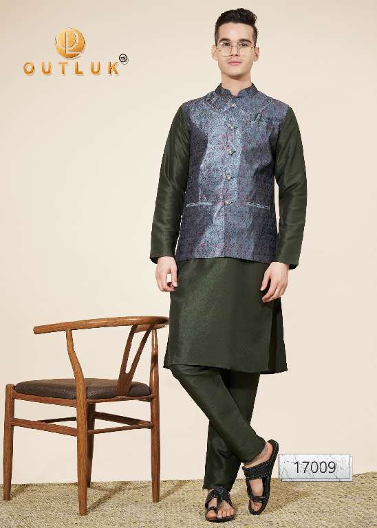 Outluk Wedding Collection Vol-17 Wholesale Kurta Pajama With Koti Collection Series Embroidery Kurta with Pant