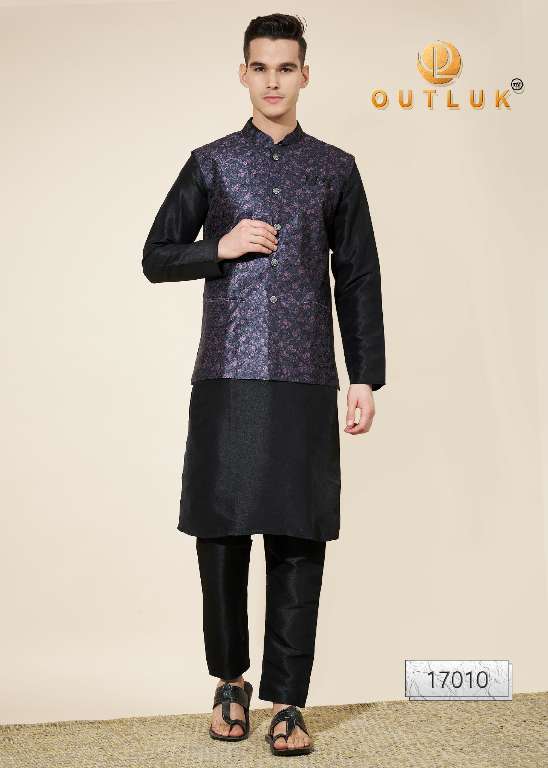Outluk Wedding Collection Vol-17 Wholesale Kurta Pajama With Koti Collection Series Embroidery Kurta with Pant