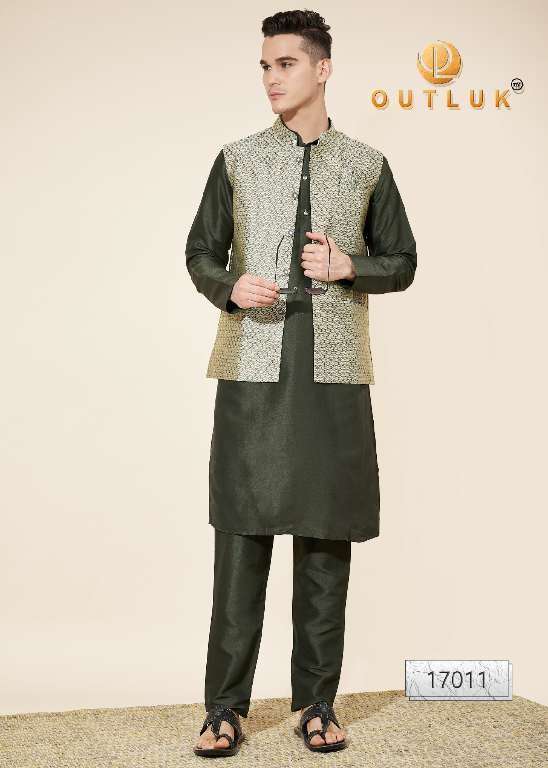 Outluk Wedding Collection Vol-17 Wholesale Kurta Pajama With Koti Collection Series Embroidery Kurta with Pant