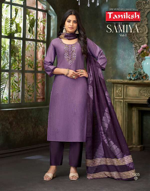 TANIKSH LAUNCH SAMIYA VOL-1 WHOLESALE VERTICAN FABRICS WITH HAND WORK READYMADE CLASSIC STYLE SUITS