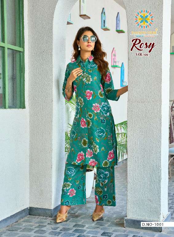 PASSION TREE ROSY VOL-1 WHOLESALE HEAVY PRINTED WITH CLASSY PRINT STRAIGHT TOP WITH PALAZZO