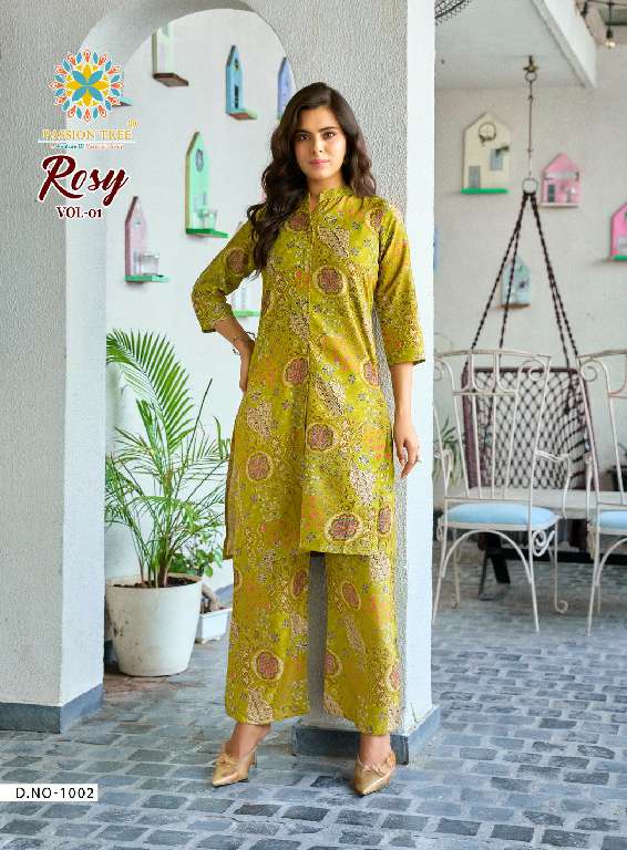 PASSION TREE ROSY VOL-1 WHOLESALE HEAVY PRINTED WITH CLASSY PRINT STRAIGHT TOP WITH PALAZZO
