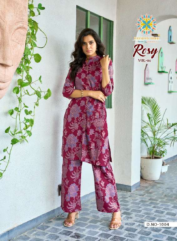 PASSION TREE ROSY VOL-1 WHOLESALE HEAVY PRINTED WITH CLASSY PRINT STRAIGHT TOP WITH PALAZZO