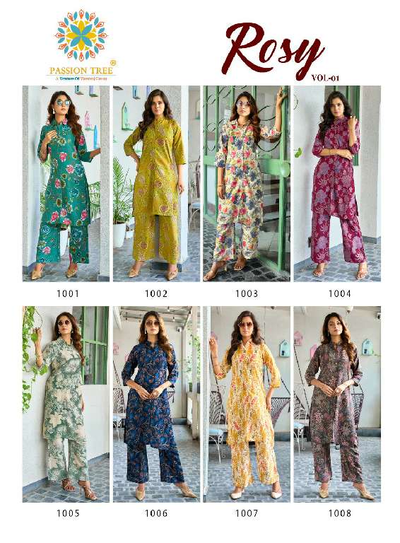 PASSION TREE ROSY VOL-1 WHOLESALE HEAVY PRINTED WITH CLASSY PRINT STRAIGHT TOP WITH PALAZZO