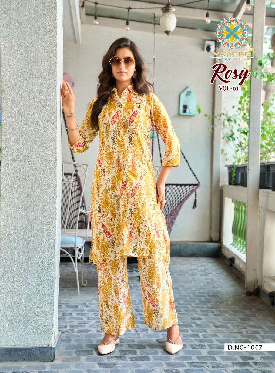 PASSION TREE ROSY VOL-1 WHOLESALE HEAVY PRINTED WITH CLASSY PRINT STRAIGHT TOP WITH PALAZZO