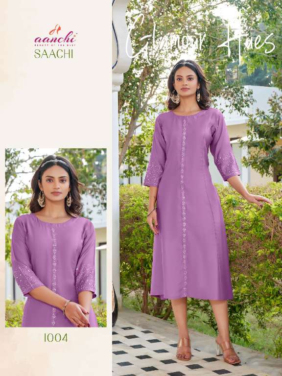 AANCHI PRESENT SAACHI WHOLESALE FANCY FABRIC FLAIR A LINE CLASSIC KURTIS