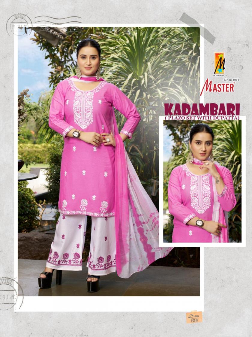 MASTER KADAMBARI RAYON READYMADE CLASSIC PLAZZO STYLE 3PCS DRESS