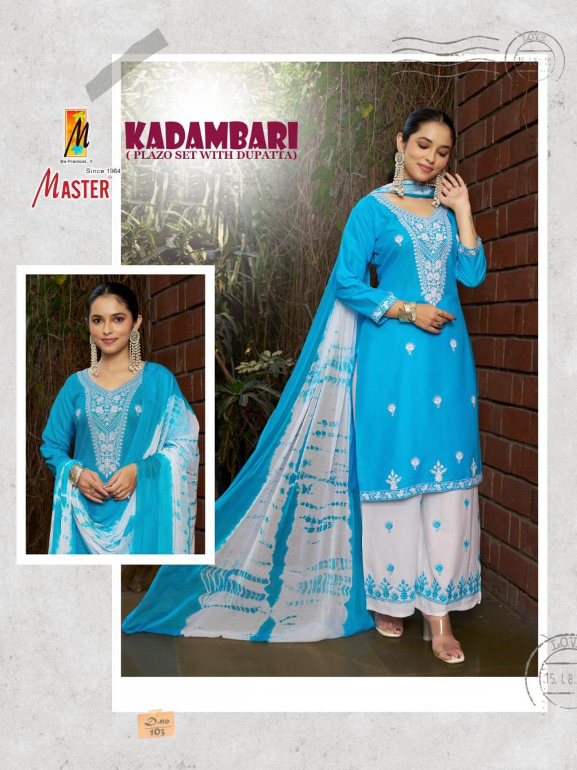 MASTER KADAMBARI RAYON READYMADE CLASSIC PLAZZO STYLE 3PCS DRESS