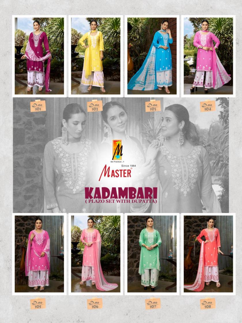 MASTER KADAMBARI RAYON READYMADE CLASSIC PLAZZO STYLE 3PCS DRESS
