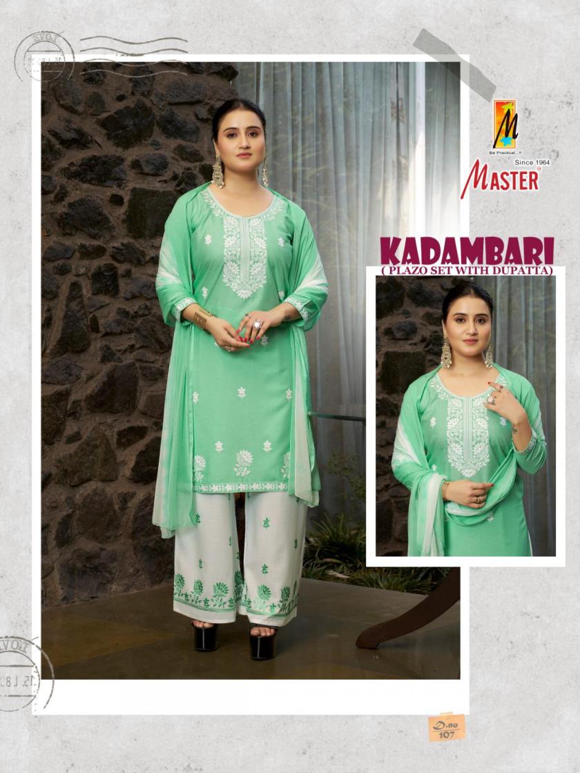 MASTER KADAMBARI RAYON READYMADE CLASSIC PLAZZO STYLE 3PCS DRESS