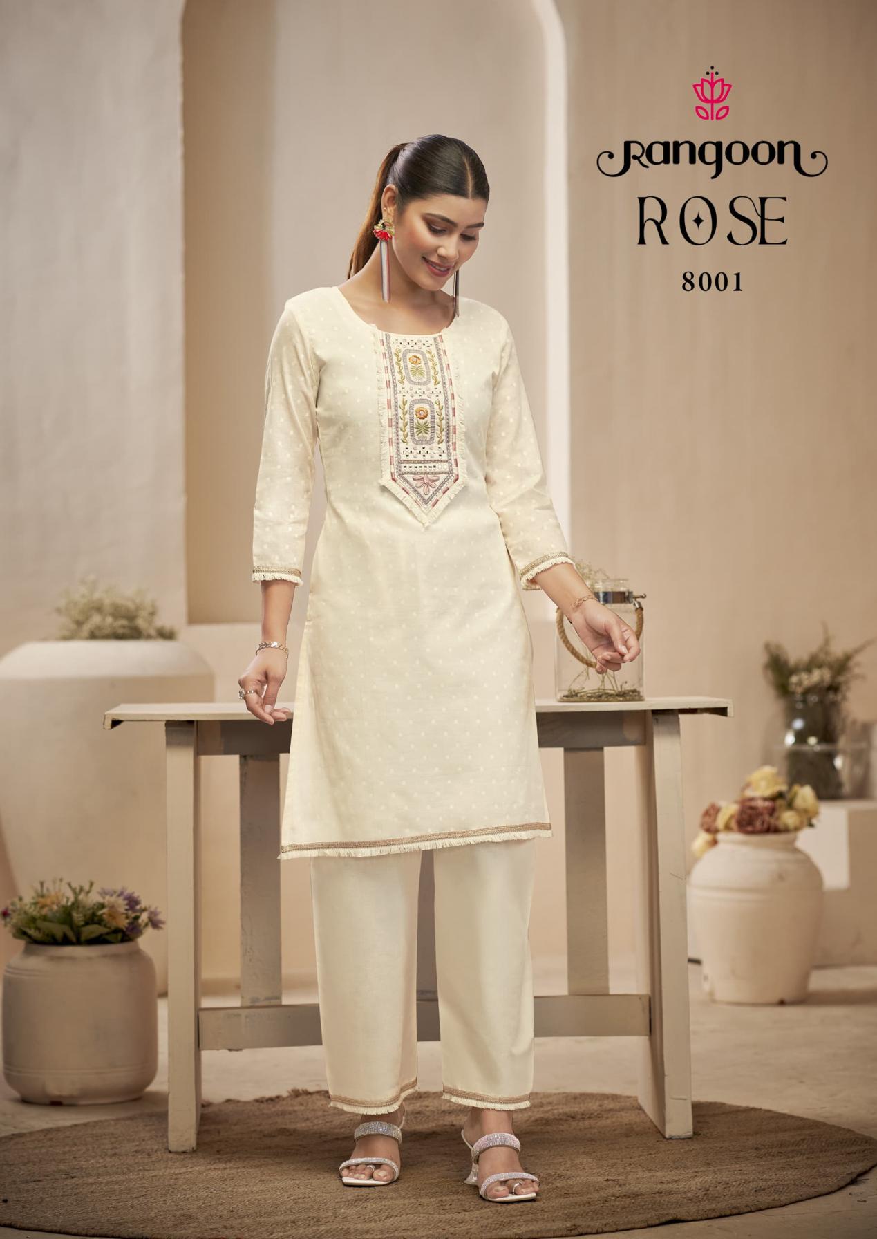 RANGOON PRESENT ROSE COTTON DOBBY PATTERN BEAUTIFUL CO-ORD SET