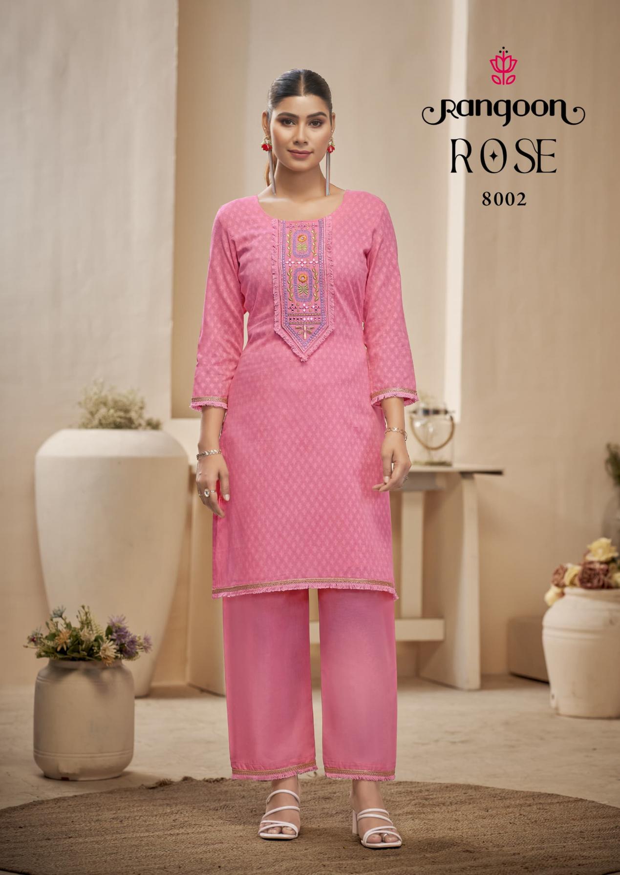RANGOON PRESENT ROSE COTTON DOBBY PATTERN BEAUTIFUL CO-ORD SET