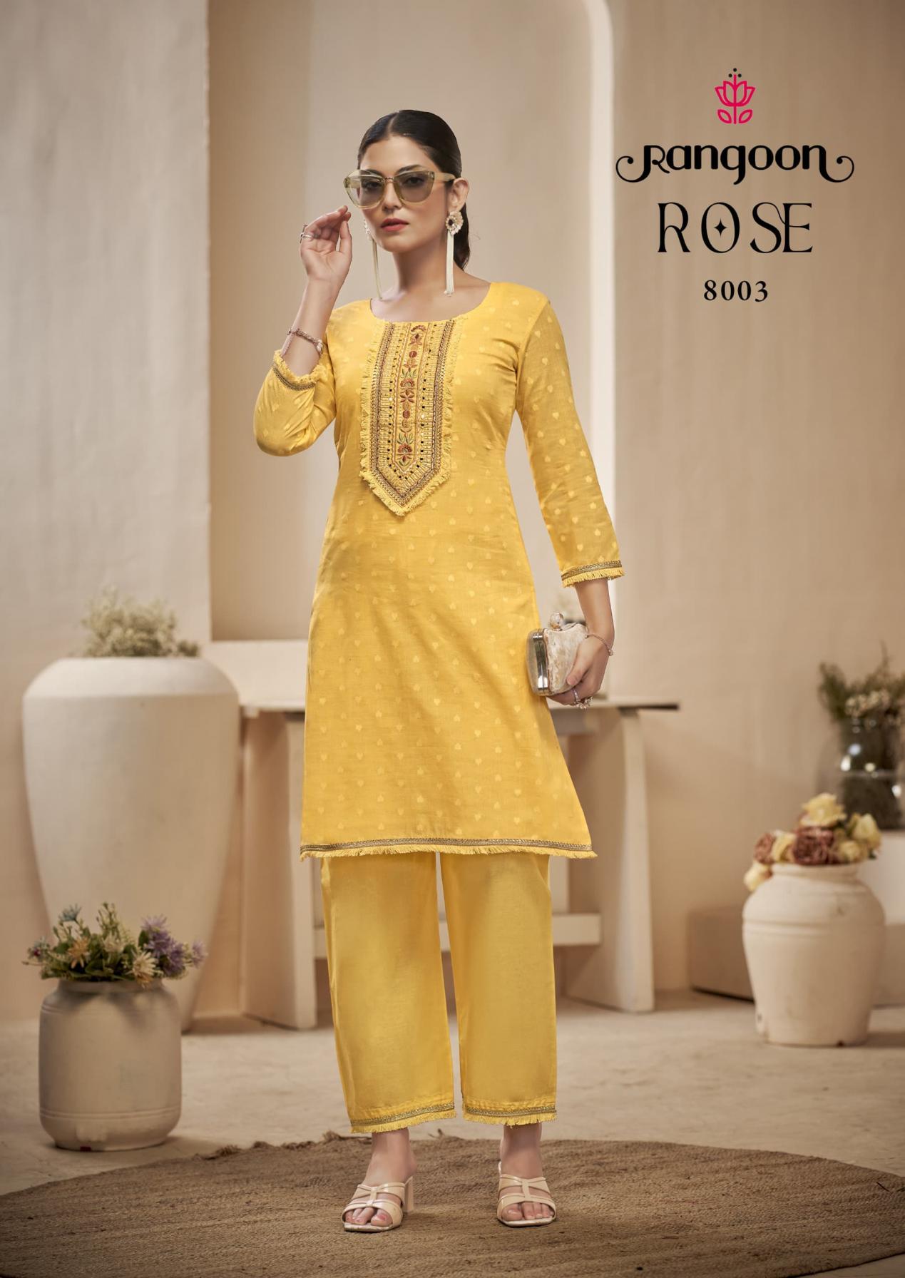 RANGOON PRESENT ROSE COTTON DOBBY PATTERN BEAUTIFUL CO-ORD SET