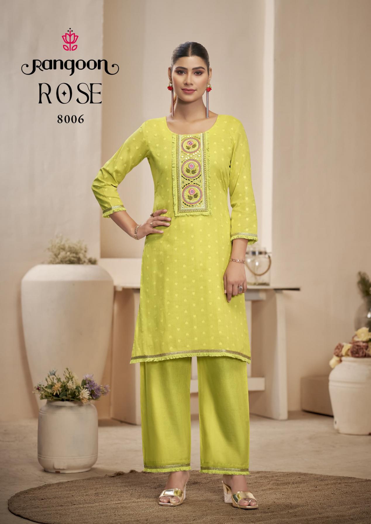 RANGOON PRESENT ROSE COTTON DOBBY PATTERN BEAUTIFUL CO-ORD SET