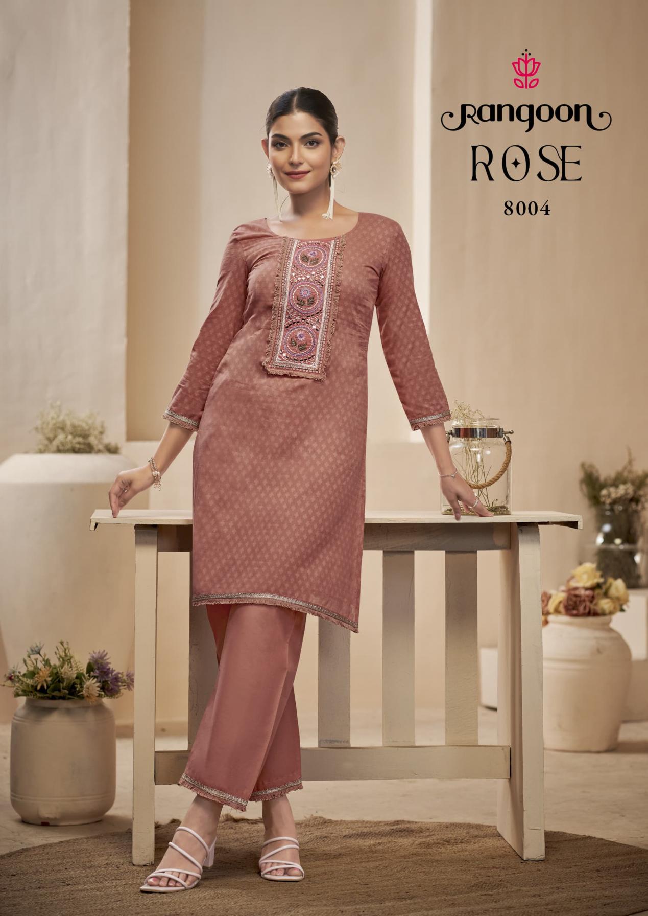 RANGOON PRESENT ROSE COTTON DOBBY PATTERN BEAUTIFUL CO-ORD SET