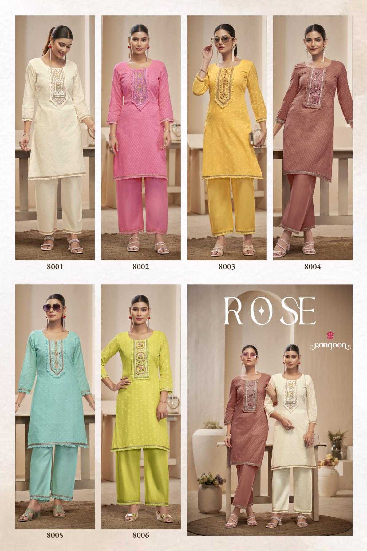 RANGOON PRESENT ROSE COTTON DOBBY PATTERN BEAUTIFUL CO-ORD SET