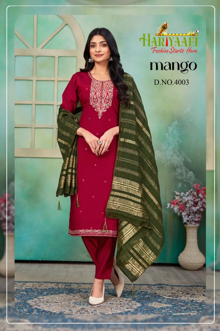 HARIYAALI LAUNCH MANGO VOL 1 FULLY STITCH STYLISH LOOK COMBO SALWAR KAMEEZ