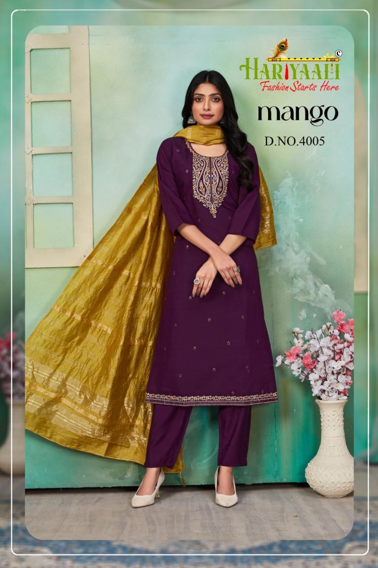 HARIYAALI LAUNCH MANGO VOL 1 FULLY STITCH STYLISH LOOK COMBO SALWAR KAMEEZ