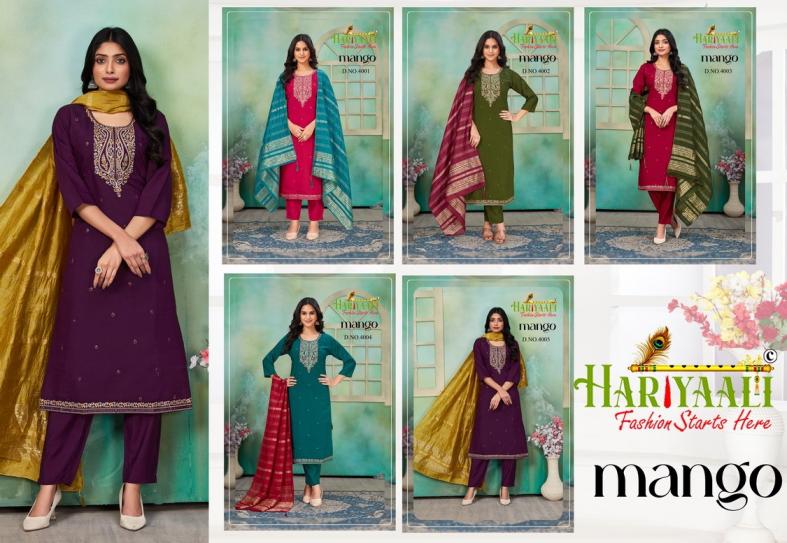 HARIYAALI LAUNCH MANGO VOL 1 FULLY STITCH STYLISH LOOK COMBO SALWAR KAMEEZ
