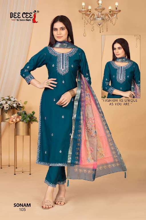 DEE CEE SONAM WHOLESALE VATICAN FABRIC STRAIGHT LONG KURTI WITH COMPUTER EMBROIDERY  FULLY STITCH DRESS