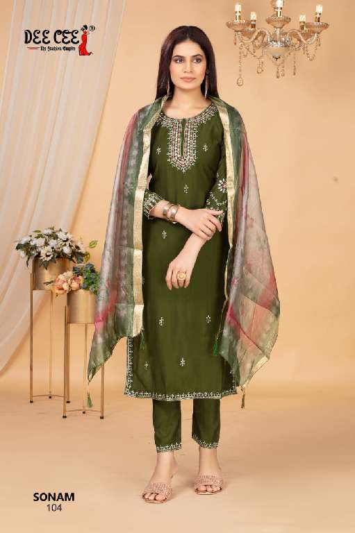 DEE CEE SONAM WHOLESALE VATICAN FABRIC STRAIGHT LONG KURTI WITH COMPUTER EMBROIDERY  FULLY STITCH DRESS