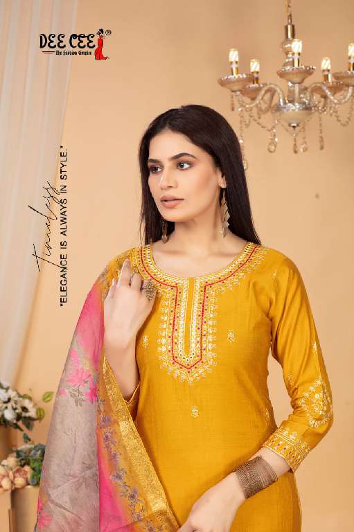 DEE CEE SONAM WHOLESALE VATICAN FABRIC STRAIGHT LONG KURTI WITH COMPUTER EMBROIDERY  FULLY STITCH DRESS