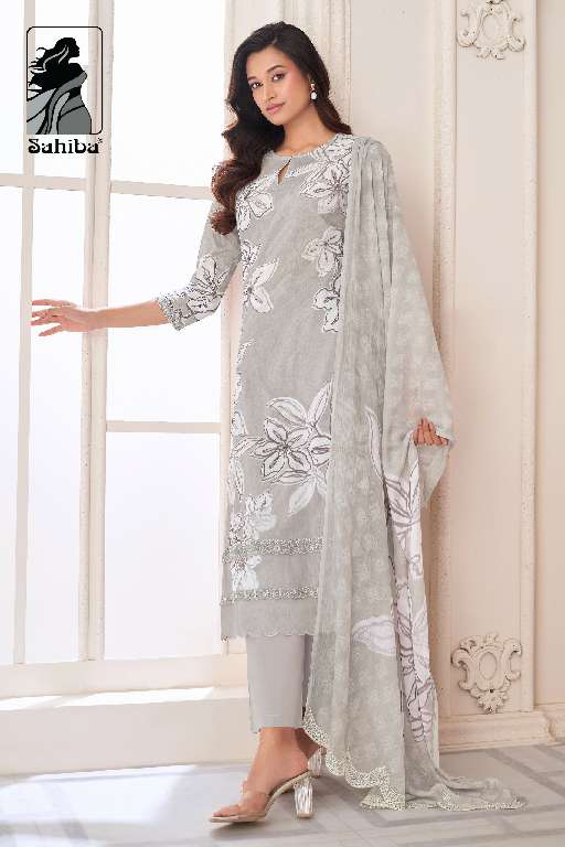 SAHIBA LAUNCH NAINIKA WHOLESALE PURE COTTON LAWN DIGITAL PRINT WITH KHATLI WORK 3 PCS UNIQUE COLOR SALWAR SUITS