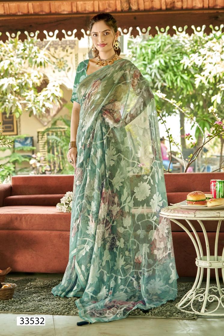 VALLABHI PRINTS PRESENT MRITANSHI FLORAL PRINT BEAUTIFUL BRASSO SAREE