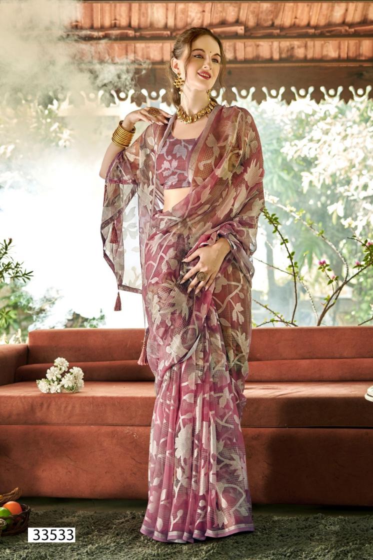 VALLABHI PRINTS PRESENT MRITANSHI FLORAL PRINT BEAUTIFUL BRASSO SAREE