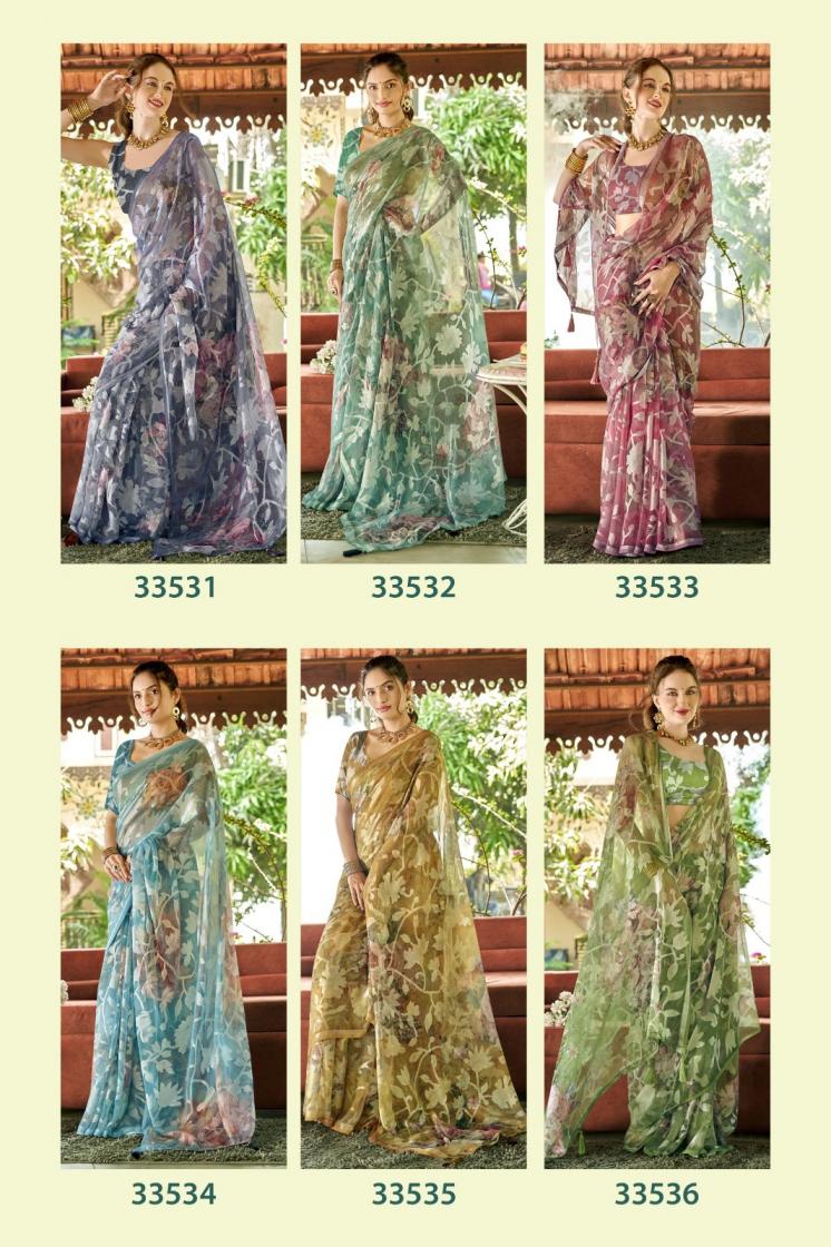 VALLABHI PRINTS PRESENT MRITANSHI FLORAL PRINT BEAUTIFUL BRASSO SAREE