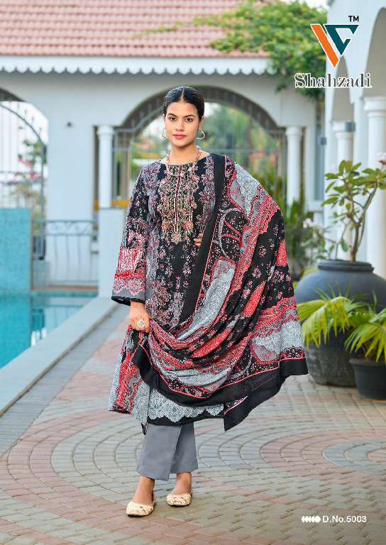 Vandana Shahzadi Vol-5 Wholesale Designer Neck Embroidery Dress Material