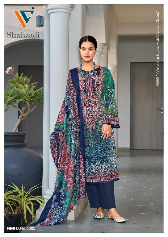 Vandana Shahzadi Vol-5 Wholesale Designer Neck Embroidery Dress Material