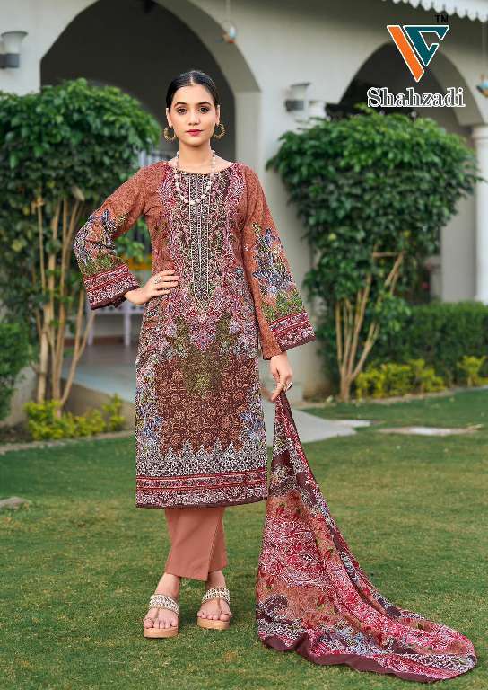 Vandana Shahzadi Vol-5 Wholesale Designer Neck Embroidery Dress Material