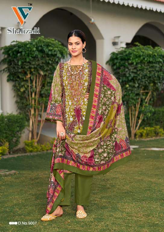 Vandana Shahzadi Vol-5 Wholesale Designer Neck Embroidery Dress Material