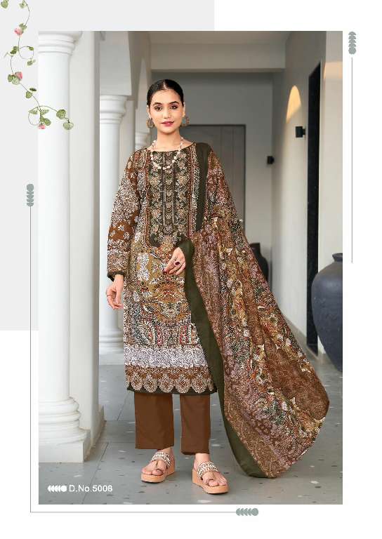 Vandana Shahzadi Vol-5 Wholesale Designer Neck Embroidery Dress Material
