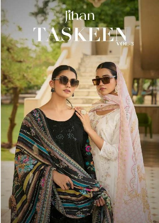 Jihan Taskeen Vol-3 Wholesale Cotton With Self Embroidery Pakistani Style Suits