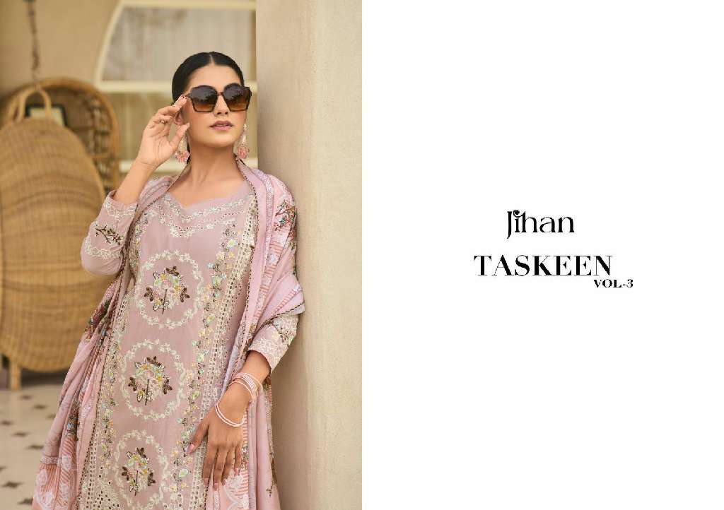 Jihan Taskeen Vol-3 Wholesale Cotton With Self Embroidery Pakistani Style Suits