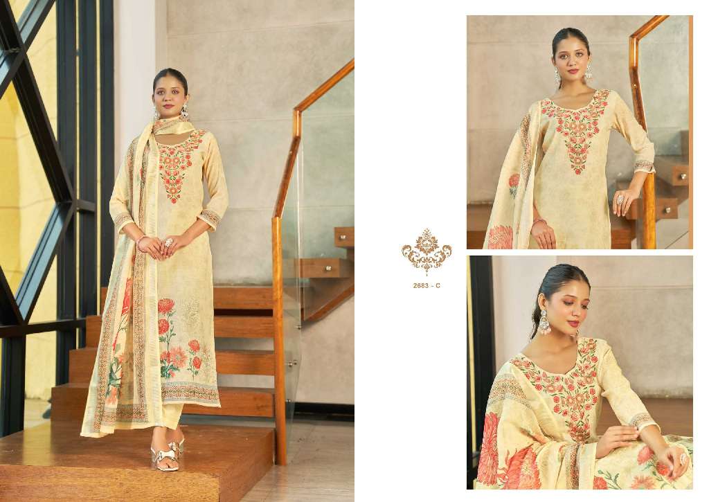 SARGAM SUHANI WHOLESALE PURE LILEN DIGITAL PRINT WITH ELEGANT EMBROIDERY WORK FANCY SALWAR SUITS
