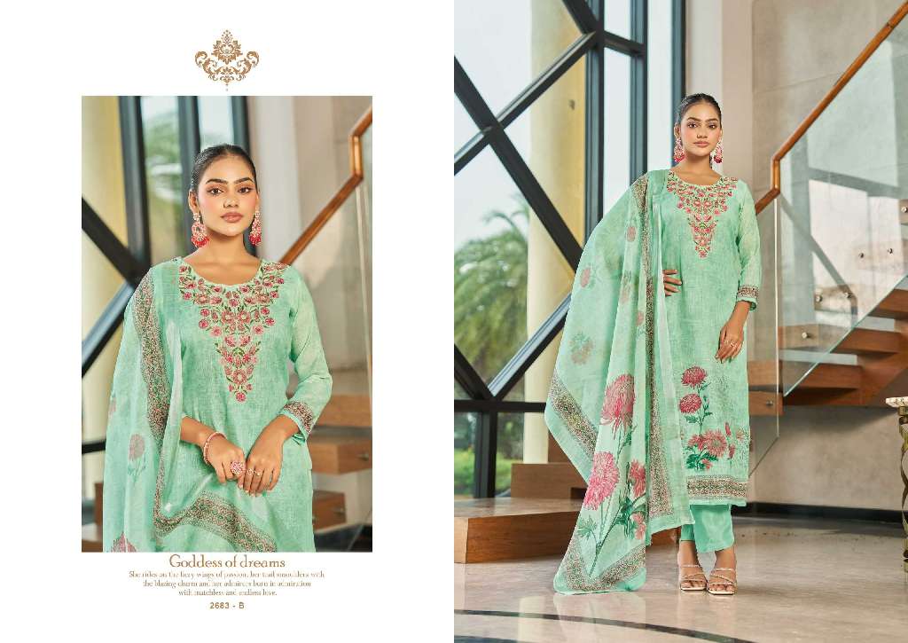 SARGAM SUHANI WHOLESALE PURE LILEN DIGITAL PRINT WITH ELEGANT EMBROIDERY WORK FANCY SALWAR SUITS