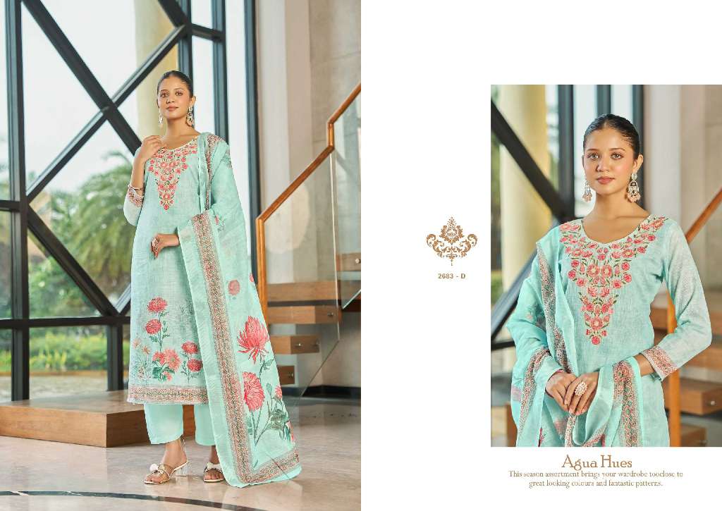 SARGAM SUHANI WHOLESALE PURE LILEN DIGITAL PRINT WITH ELEGANT EMBROIDERY WORK FANCY SALWAR SUITS