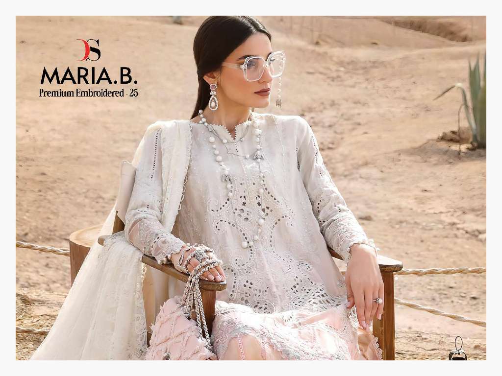 DEEPSY MARIA B PREMIUM EBROIDERED 25 WHOLESALE PURE COTTON WITH HEAVY SELF EMBROIDERY FANCY PAKISTANI SUITS